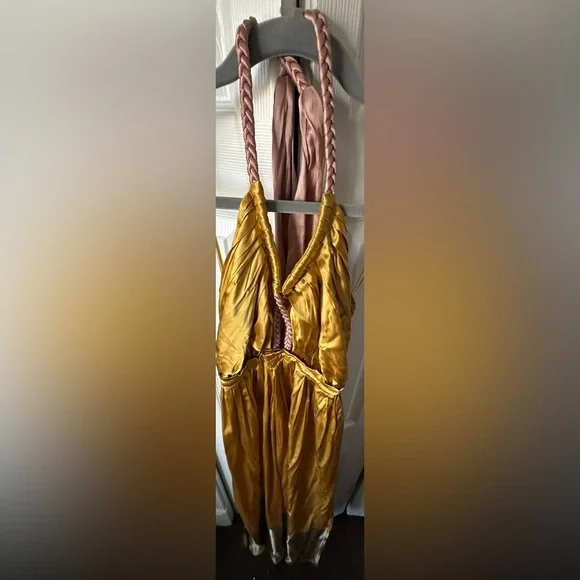 🎸ANTHROPOLOGIE🎸🔥NWT🔥Silk Colorblocked Maxi Dress in Gold— Size 4